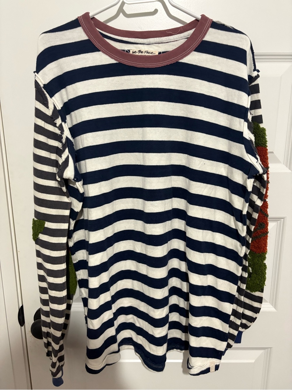 We The Free Long-Sleeve Striped Tee with Sleeve Embellishments Size Large